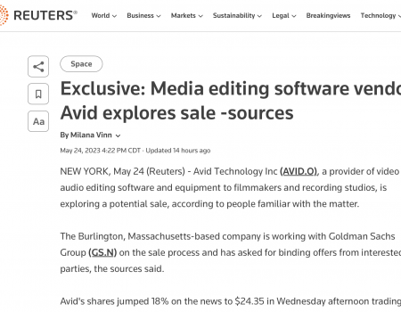 Avid reportedly considering company sale, according to ProVideo Coalition report